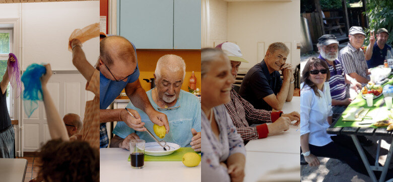 Zusammenstellung aus drei Fotos, worauf verschiedene Gruppenaktivitäten abgebildet sind