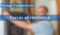 Bandeau "forces et résilience" sur une image floue