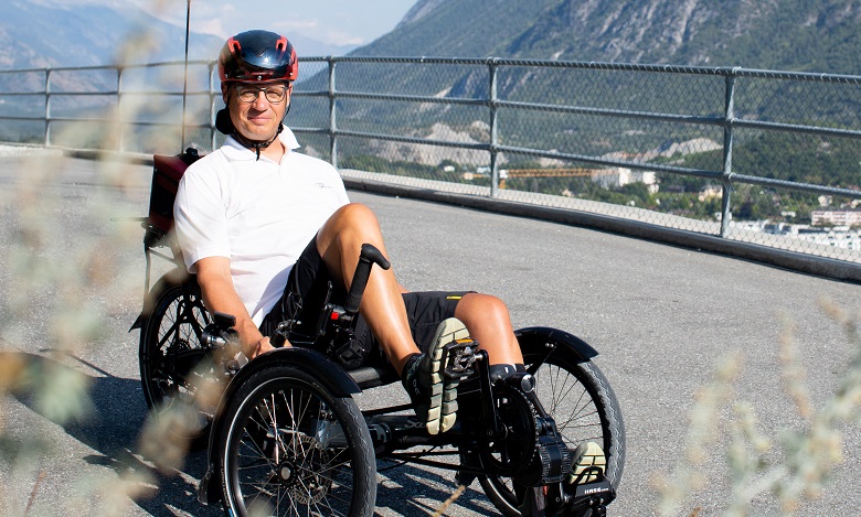 Christian Salamin Christian Salamin sur son tricycle